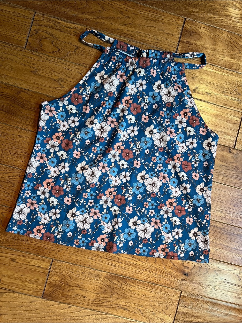 Floral Halter Skirt in Teal Blue